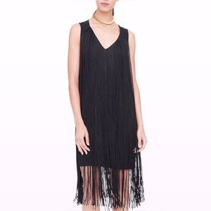 Club Monaco black fringe shift dress, size 0/XS